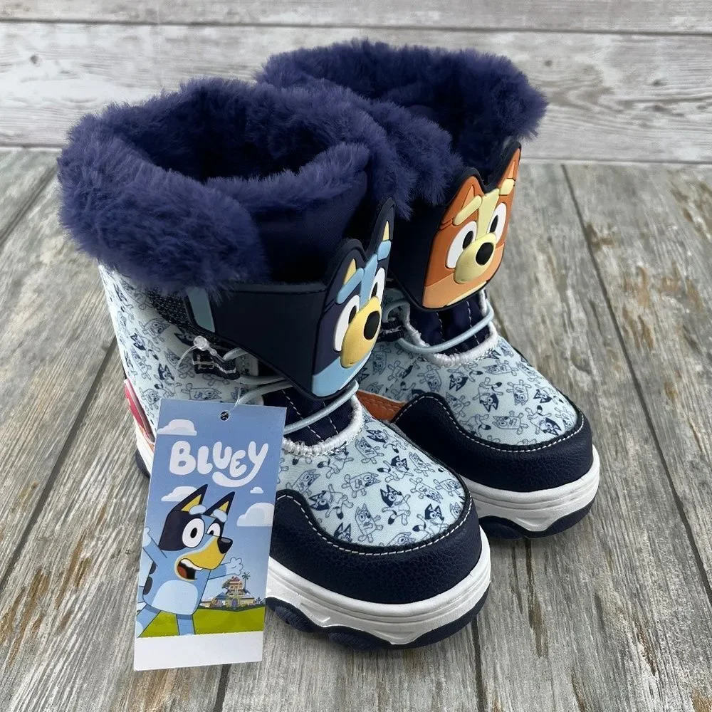 Toddler Bluey Winter Boot Shoes Faux Fur Trim Size 8